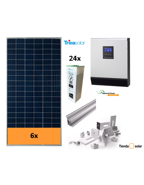 OFF-GRID SELF-CONSUMPTION SOLAR KIT 5000 W and batteries, with production 5000 Whday