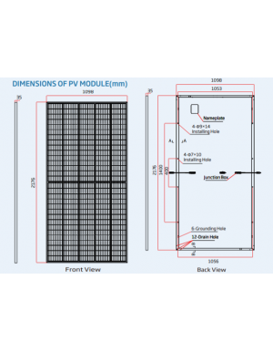 dimensions du panneau solaire monoperc Trina 490W