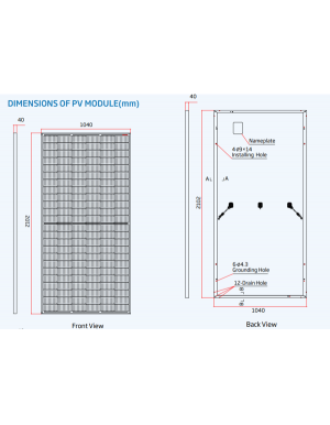 dimensiones panel solar Trina 450W Tallamax
