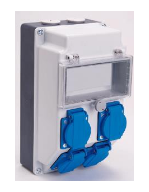 Combination box with window for 7 modules and 4 Schuko sockets