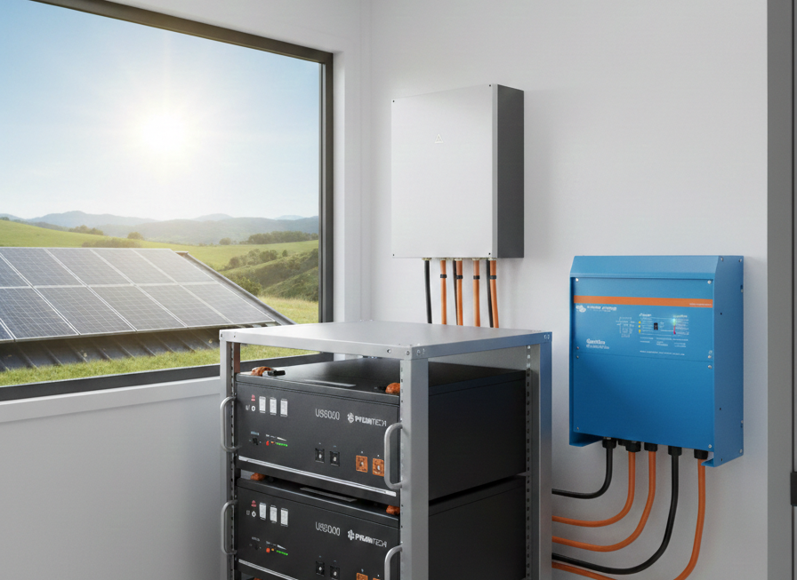 sistema off-grid con baterías Pylontech